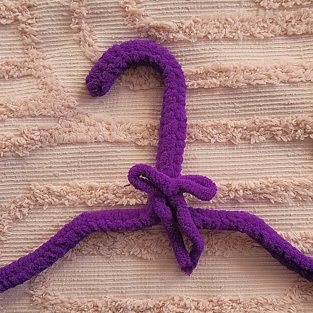 Handmade Hangers, set of five. Purple, new.